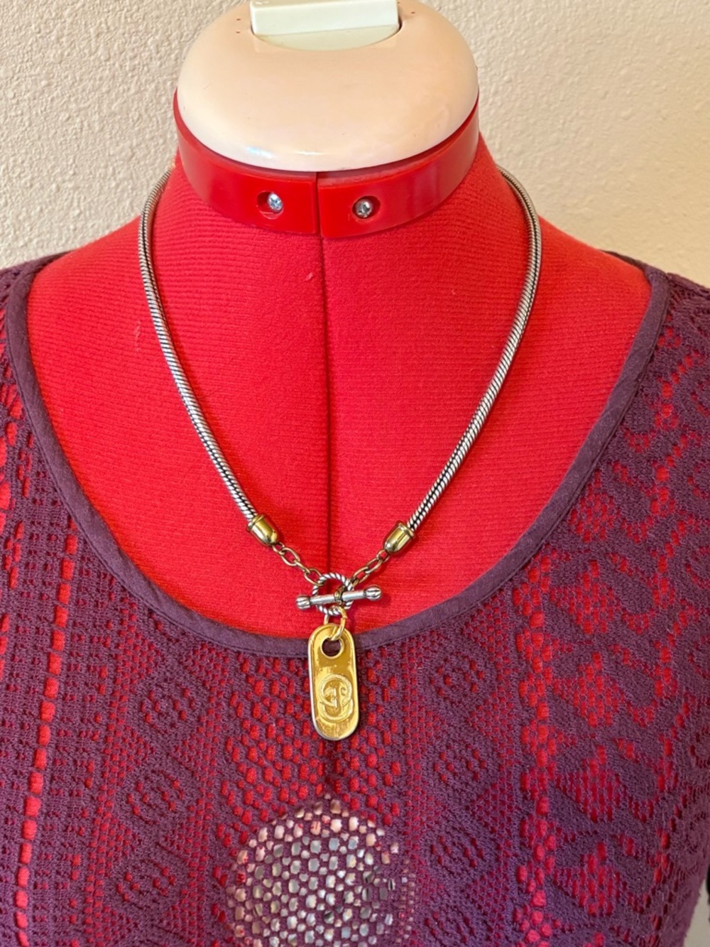 Authentic Gucci gold  charm with 19" unbranded toggle chain